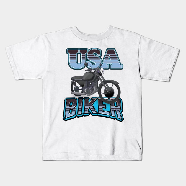 USA Biker Kids T-Shirt by nickemporium1